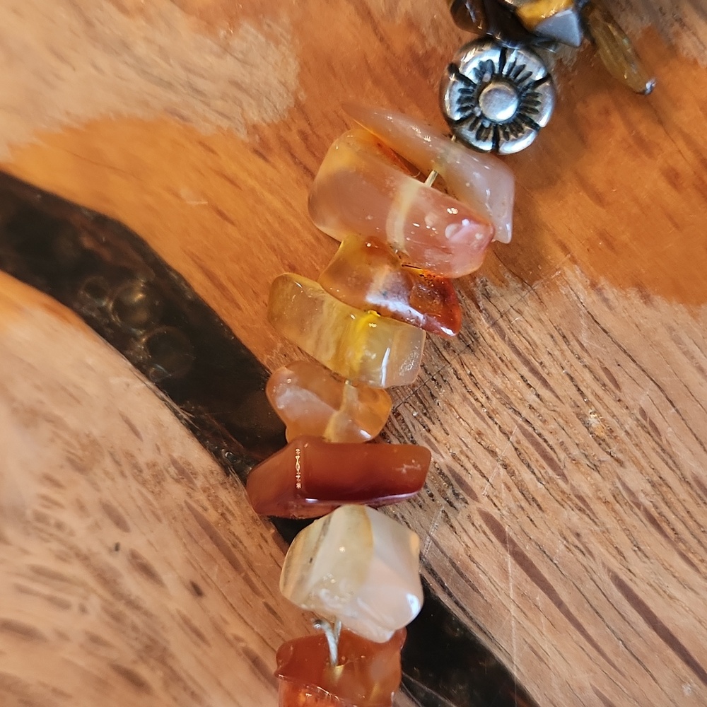 Native American Turquoise Tiger Eye Amber Necklace 17.5" - Picture 15 of 15